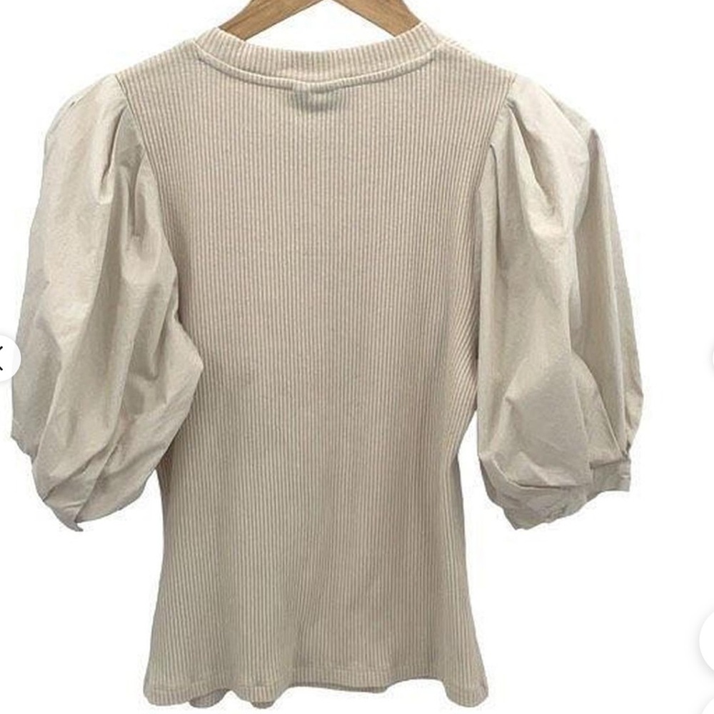 Who what wear Cream cotton Puff Sleeve Top XL - Picture 3 of 7
